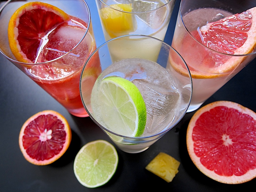 Chilcano — Pisco and ginger ale variations with lime, blood orange, grapefruit, and pineapple