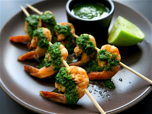 Shrimp Anticuchos with Chimichurri