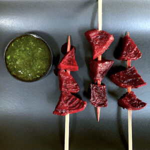 Roasted Beet Heart Kebabs